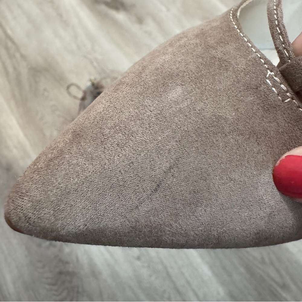 Unisa Lace Up Tie Pointed Ballet Flats Beige Suede 9 - Picture 9 of 9